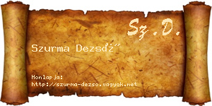 Szurma Dezső névjegykártya